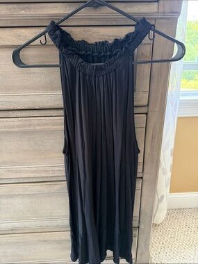 LOFT Black Sleeveless Ruffled Halter Dress